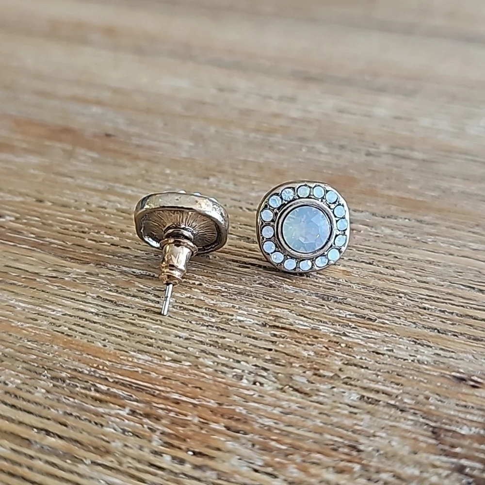 Cindy Ensor Moonstone CZ Gold Vermeil Stud Earrings